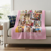 Moderne Minimalistische Roze 10 Foto Collage Met N Fleece Deken