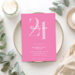 Moderne minimalistische roze 21ste verjaardag kaart<br><div class="desc">Moderne minimalistische 21ste verjaardagsuitnodiging met eenvoudig design met een stijlvol design en elegant script.</div>