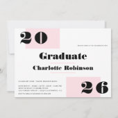 Moderne minimalistische roze 2 foto's afstuderen kaart (Achterkant)