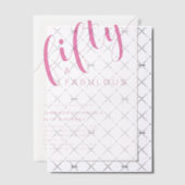 Moderne minimalistische roze 50ste verjaardag vellum uitnodigingen (Offset (Uitnodiging))