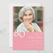 Moderne minimalistische roze 80e verjaardag kaart (Voorkant)