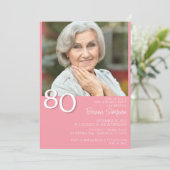 Moderne minimalistische roze 80e verjaardag kaart (Staand voorkant)