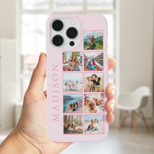 Moderne minimalistische roze aangepaste foto monog Case-Mate iPhone case