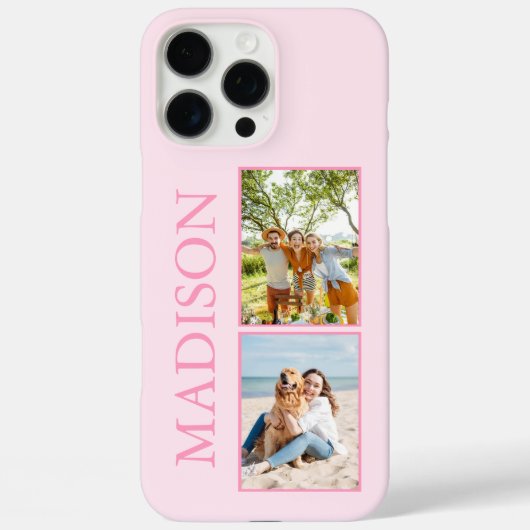 Moderne minimalistische roze aangepaste foto monog Case-Mate iPhone case (Achterkant)