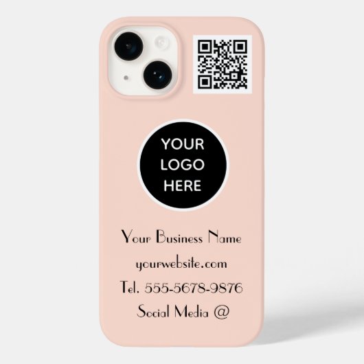 Moderne minimalistische roze aangepaste logo QR-co Case-Mate iPhone Case (Achterkant)
