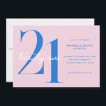 Moderne minimalistische roze blauw 21ste verjaarda kaart<br><div class="desc">Moderne minimalistische 21ste verjaardagsuitnodiging met eenvoudig design met een stijlvol design en elegant script.</div>