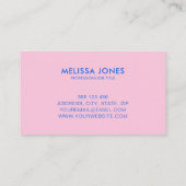 Moderne minimalistische roze blauw professional visitekaartje (Achterkant)