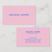 Moderne minimalistische roze blauw professional visitekaartje (Voorkant / Achterkant)