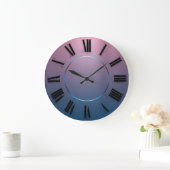 Moderne minimalistische roze blauwe ombre Romeinse Grote Klok (Huis)
