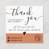 Moderne, minimalistische roze blokorde bedankt vierkante visitekaartje (Voorkant)