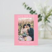 Moderne minimalistische roze Blush Save the Date Briefkaart (Staand voorkant)
