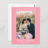 Moderne minimalistische roze Blush Save the Date Briefkaart (Voorkant / Achterkant)