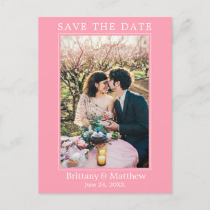 Moderne minimalistische roze Blush Save the Date Briefkaart