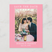 Moderne minimalistische roze Blush Save the Date Briefkaart (Voorkant)