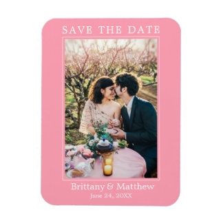 Moderne minimalistische roze Blush Save the Date Magneet