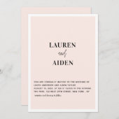 Moderne minimalistische roze bruiloft voor script kaart (Voorkant / Achterkant)