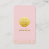 Moderne minimalistische roze en gouden stippen QR- Visitekaartje (Achterkant)