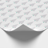 Moderne minimalistische roze en groene kerstboom cadeaupapier (Hoek)