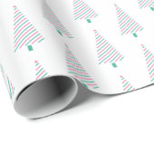 Moderne minimalistische roze en groene kerstboom cadeaupapier (Rol Hoek)