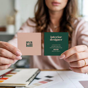 Moderne, minimalistische roze en groene profession vierkante visitekaartje