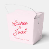 Moderne minimalistische roze en rode bruiloft bedankdoosjes (Achterkant)