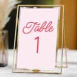 Moderne minimalistische roze en rode bruiloft kaart<br><div class="desc">Dit is een Modern Minimalistisch Roze en Rood Trouwtafelnummer!</div>