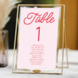 Moderne minimalistische roze en rode bruiloft kaart<br><div class="desc">Dit is een moderne minimalistische roze en rode bruiloft tafel nummer w / namen!</div>