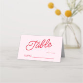 Moderne minimalistische roze en rode bruiloft plaatskaartje (Voorkant)