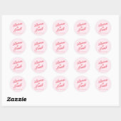Moderne minimalistische roze en rode bruiloft ronde sticker (Vel)