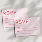 Moderne minimalistische roze en rode bruiloft RSVP kaartje