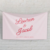 Moderne minimalistische roze en rode bruiloft spandoek