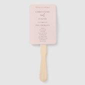 Moderne Minimalistische Roze en Witte Huwelijkspro Handwaaier (Voorkant)