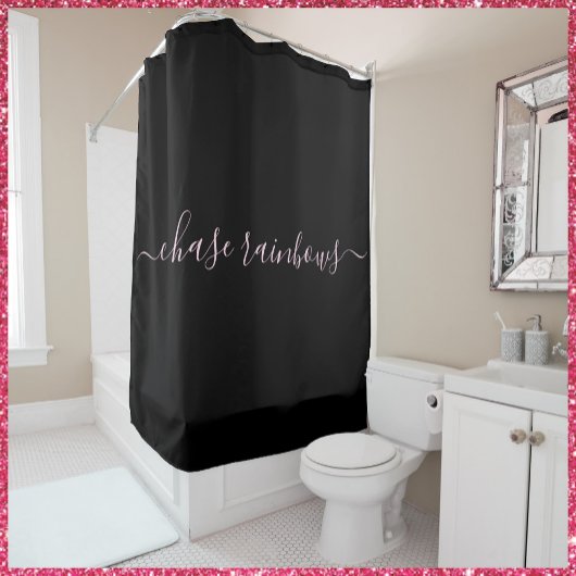 Moderne minimalistische roze- en zwarte CHASE-RAIN Douchegordijn