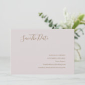 Moderne Minimalistische Roze Goud Save The Date Tr (Staand voorkant)