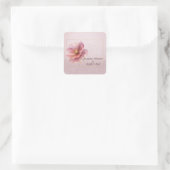 Moderne Minimalistische Roze Gouden Bruiloft Vierkante Sticker (Tas)