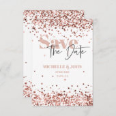 Moderne Minimalistische Roze Gouden Glitter Script Save The Date (Voorkant / Achterkant)