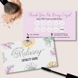 Moderne minimalistische roze gouden groene bloemli klantenkaartje