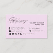 Moderne minimalistische roze gouden groene bloemli visitekaartje (Achterkant)