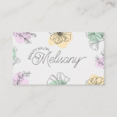 Moderne minimalistische roze gouden groene bloemli visitekaartje (Voorkant)