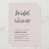 Moderne Minimalistische Roze Grijze Bruidsdouche Kaart (Voorkant / Achterkant)
