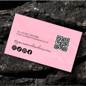 Moderne minimalistische roze haarstijl golvend QR Visitekaartje