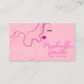 Moderne minimalistische roze haarstijl golvend QR Visitekaartje (Voorkant)