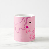 Moderne minimalistische roze haarstijl golvende ka koffiemok (Center)