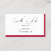 Moderne Minimalistische Roze Handgeschreven Script Visitekaartje (Achterkant)