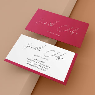 Moderne Minimalistische Roze Handgeschreven Script Visitekaartje