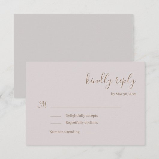Moderne Minimalistische Roze Huwelijks RSVP Uitnod Kaart (Voorkant / Achterkant)