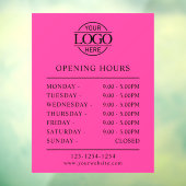 Moderne Minimalistische Roze Openingstijden Zakeli Raamsticker (Vel 3)