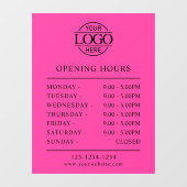 Moderne Minimalistische Roze Openingstijden Zakeli Raamsticker (Vel)