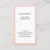 Moderne minimalistische roze oranje gradiënt schat visitekaartje (Achterkant)