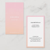 Moderne minimalistische roze oranje gradiënt schat visitekaartje (Voorkant / Achterkant)